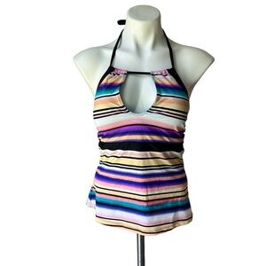 NWOT, Pink Envelope Multi Color Tankini Top, Sz M